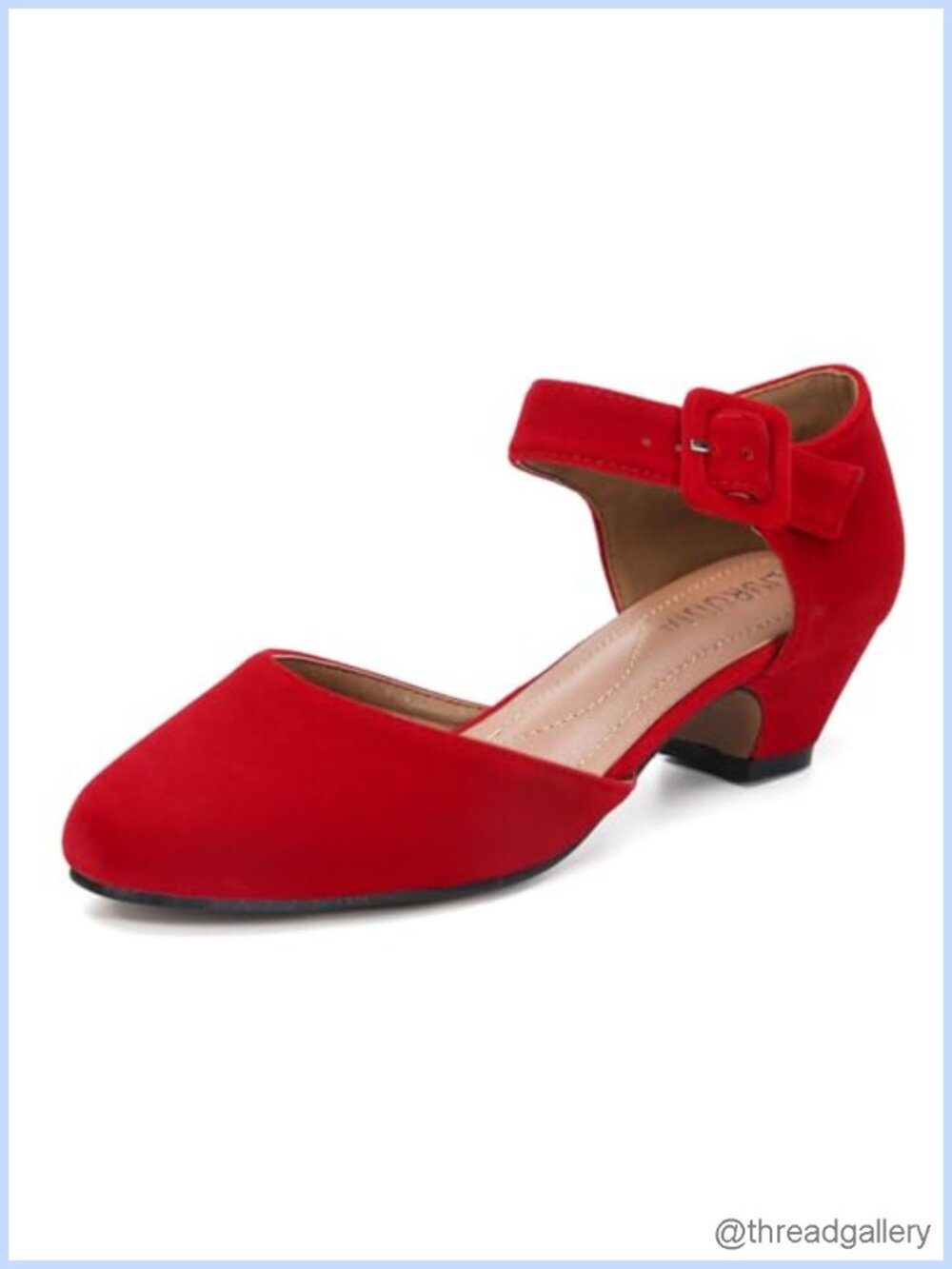 Women's Closed Toe Low Chunky Heel Pumps Ankle Strap Dress Shoes